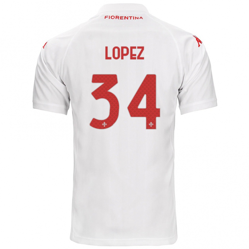 Kandiny Kinder Lucas López #34 Weiß Auswärtstrikot Trikot 2024/25 T-Shirt Österreich