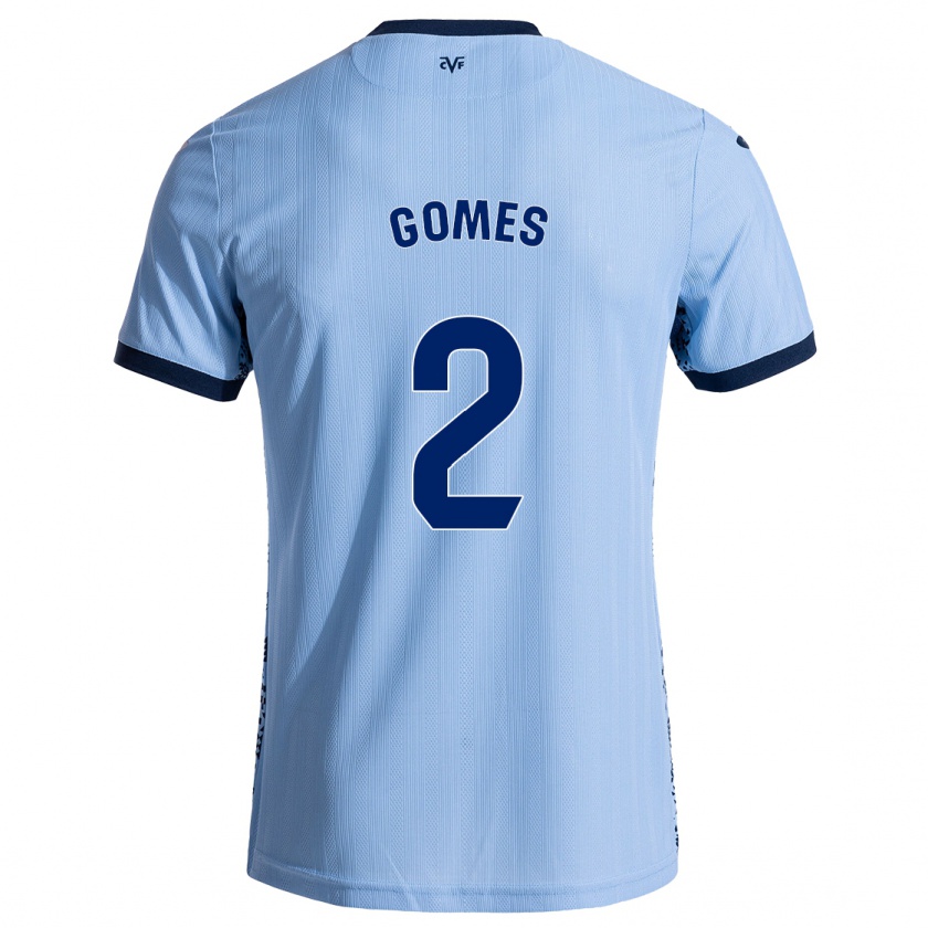 Kandiny Bambino Maglia Vique Gomes #2 Azzurro Cielo Kit Gara Away 2024/25 Maglietta