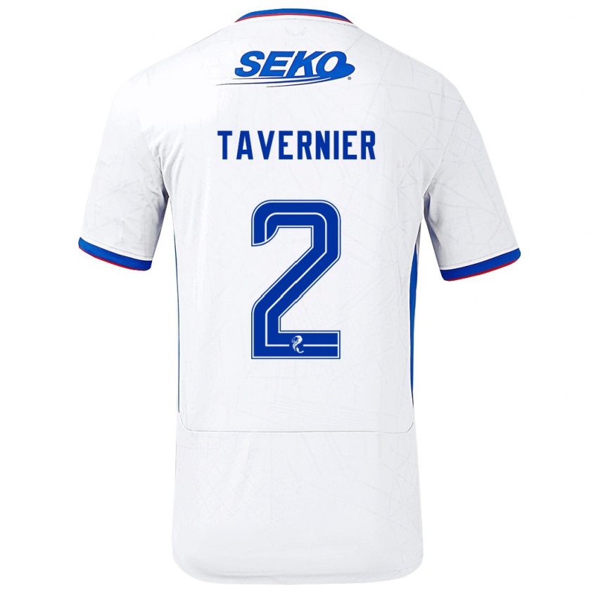 Kandiny Bambino Maglia James Tavernier #2 Bianco Blu Kit Gara Away 2024/25 Maglietta