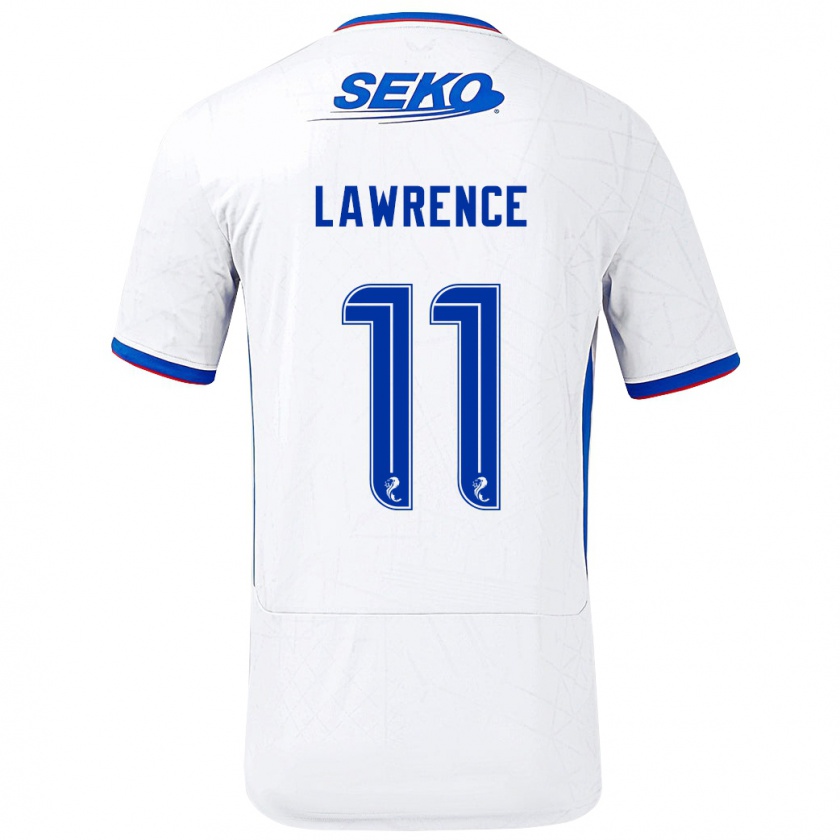 Kandiny Niño Camiseta Tom Lawrence #11 Blanco Azul 2ª Equipación 2024/25 La Camisa México