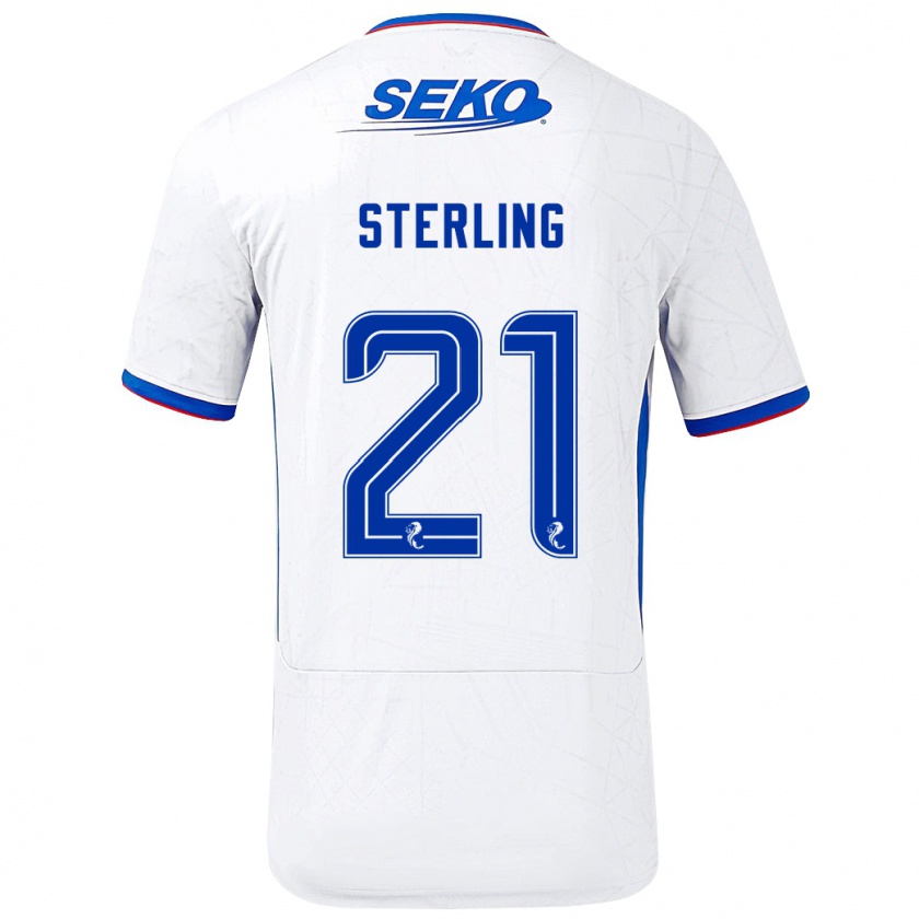 Kandiny Bambino Maglia Dujon Sterling #21 Bianco Blu Kit Gara Away 2024/25 Maglietta