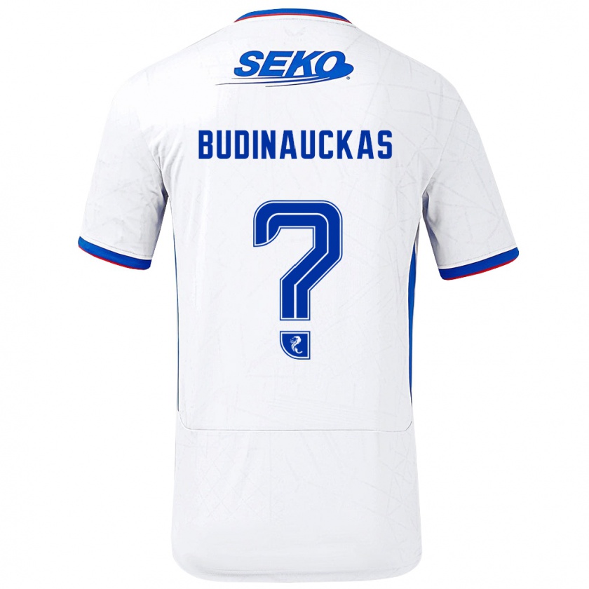 Kandiny Niño Camiseta Lewis Budinauckas #0 Blanco Azul 2ª Equipación 2024/25 La Camisa México