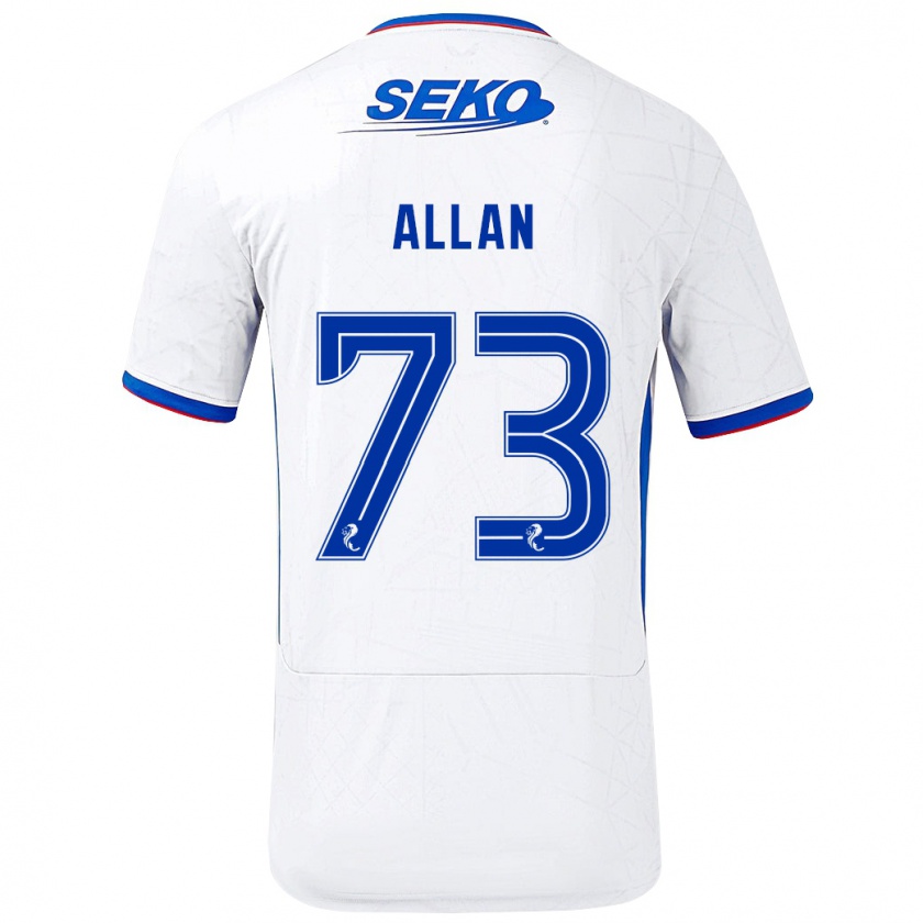 Kandiny Bambino Maglia Connor Allan #73 Bianco Blu Kit Gara Away 2024/25 Maglietta