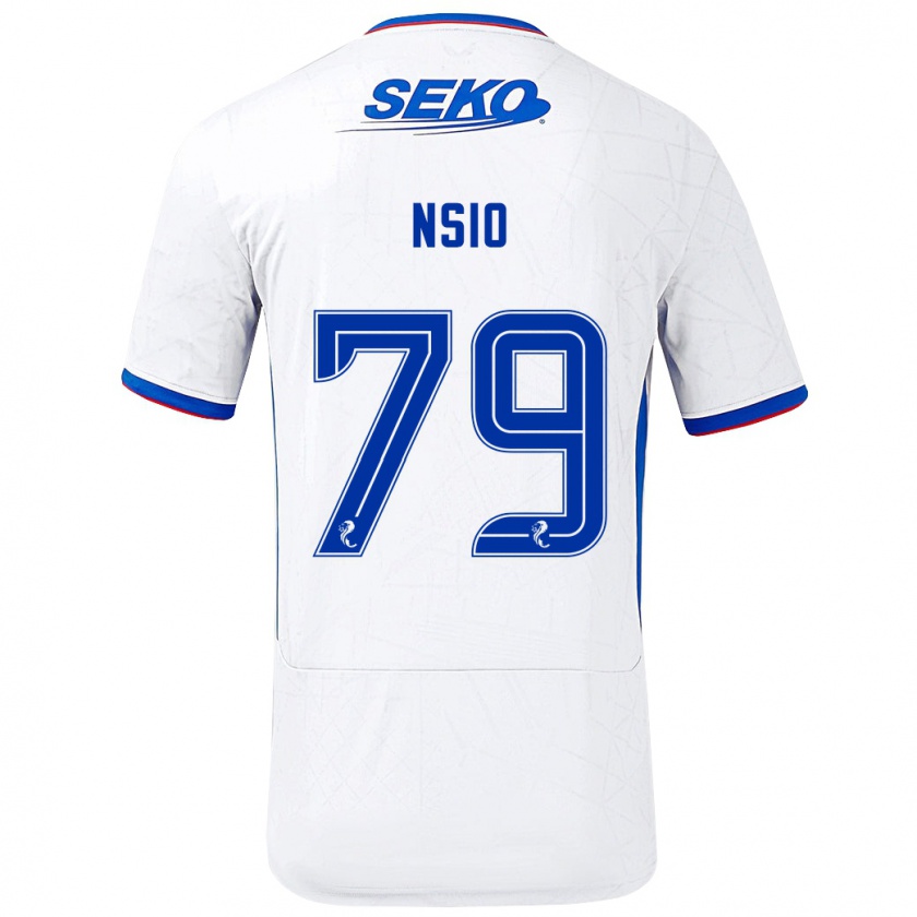 Kandiny Niño Camiseta Paul Nsio #79 Blanco Azul 2ª Equipación 2024/25 La Camisa México