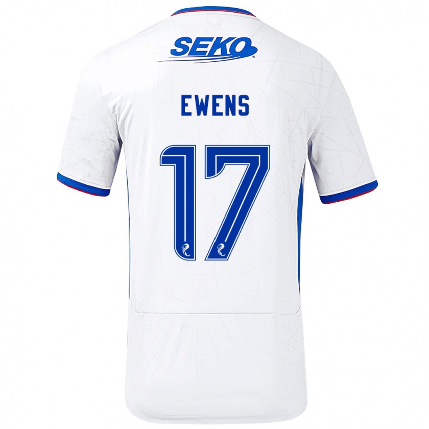 Kandiny Bambino Maglia Sarah Ewens #17 Bianco Blu Kit Gara Away 2024/25 Maglietta