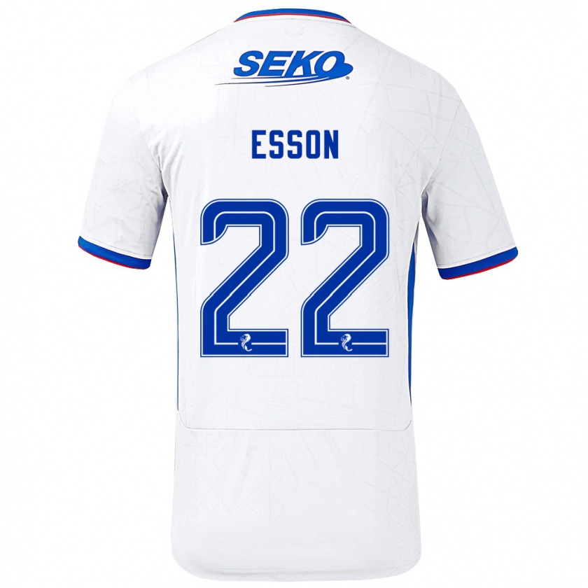 Kandiny Niño Camiseta Victoria Esson #22 Blanco Azul 2ª Equipación 2024/25 La Camisa México