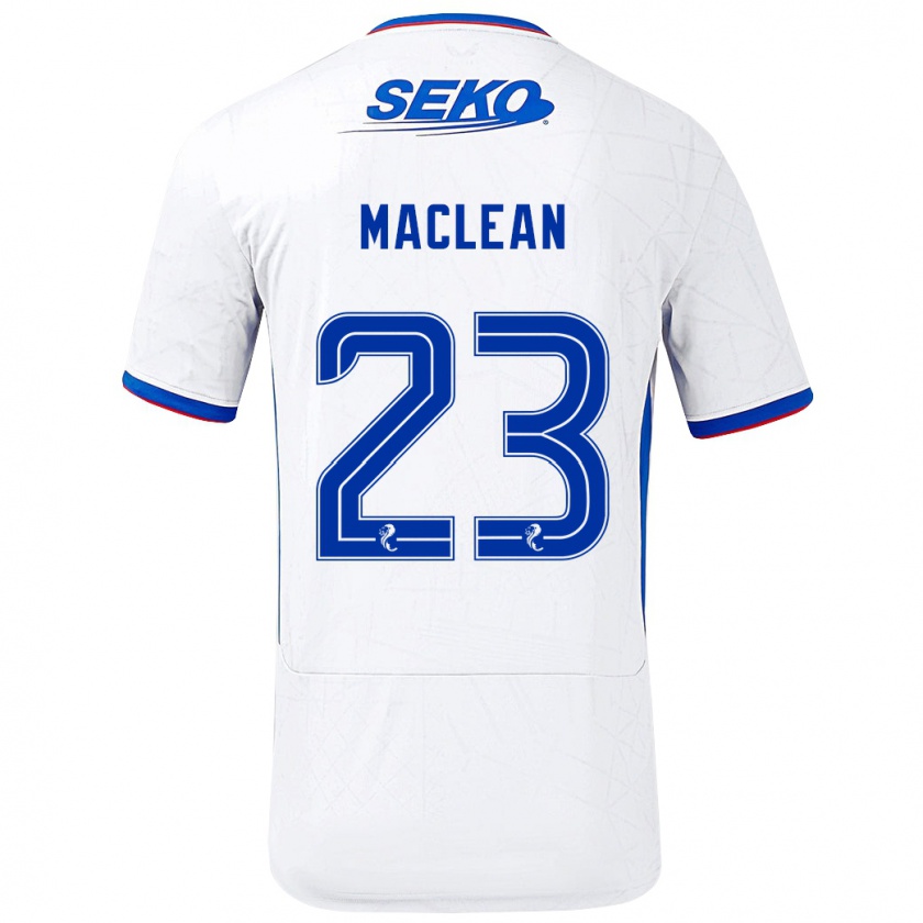 Kandiny Niño Camiseta Kirsty Maclean #23 Blanco Azul 2ª Equipación 2024/25 La Camisa