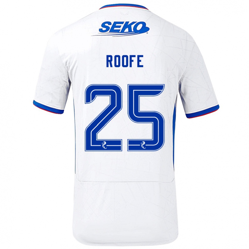 Kandiny Bambino Maglia Kemar Roofe #25 Bianco Blu Kit Gara Away 2024/25 Maglietta