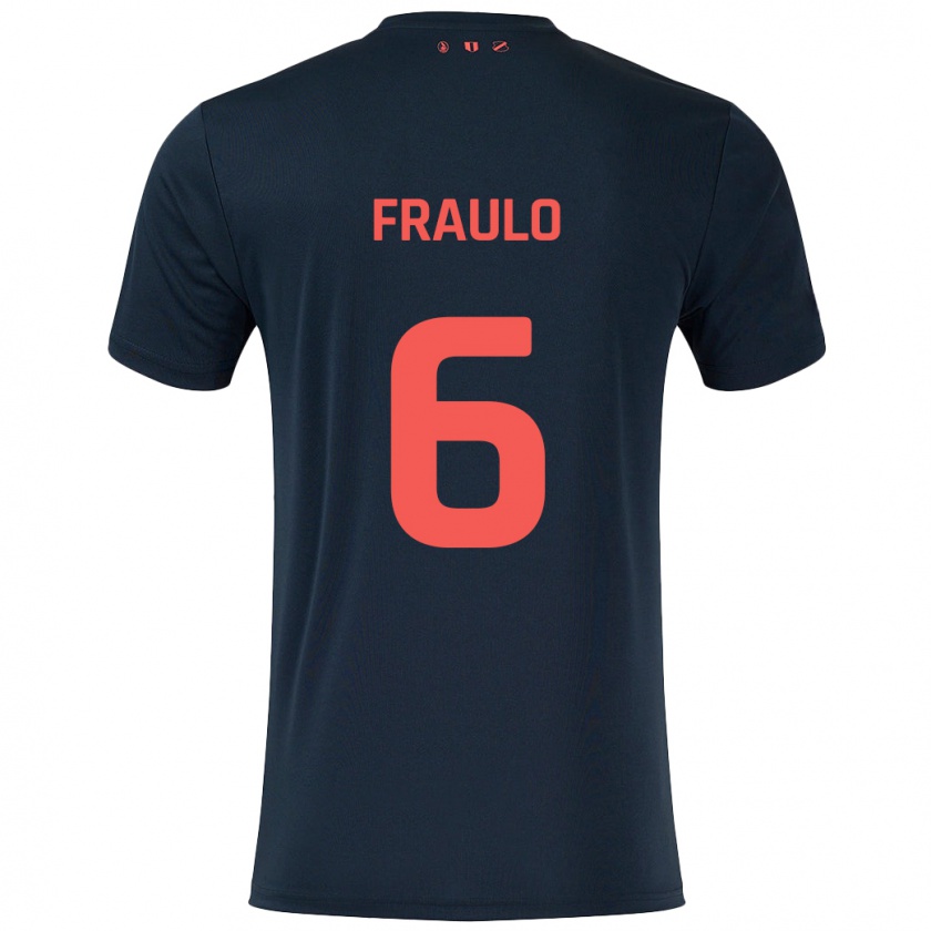 Kandiny Kinderen Oscar Fraulo #6 Zwart Rood Uitshirt Uittenue 2024/25 T-Shirt