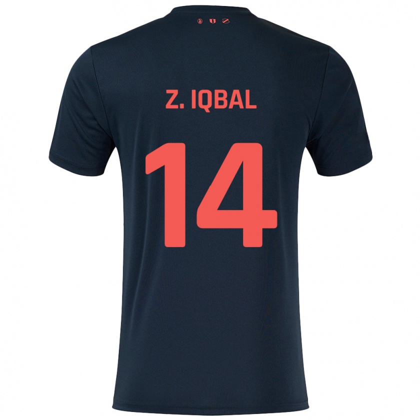 Kandiny Kinderen Zidane Iqbal #14 Zwart Rood Uitshirt Uittenue 2024/25 T-Shirt