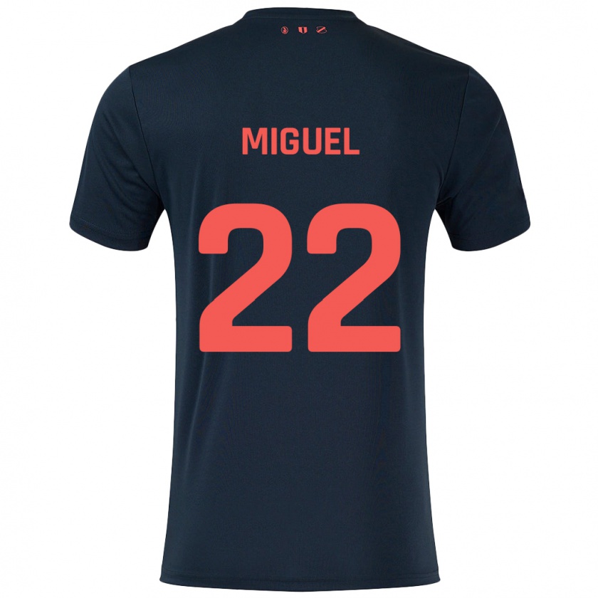 Kandiny Bambino Maglia Miguel Rodríguez #22 Nero Rosso Kit Gara Away 2024/25 Maglietta