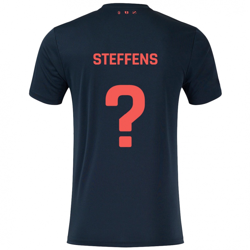 KandinyキッズServahterio Steffens#0黒 赤アウェイシャツ2024/25ジャージーユニフォーム