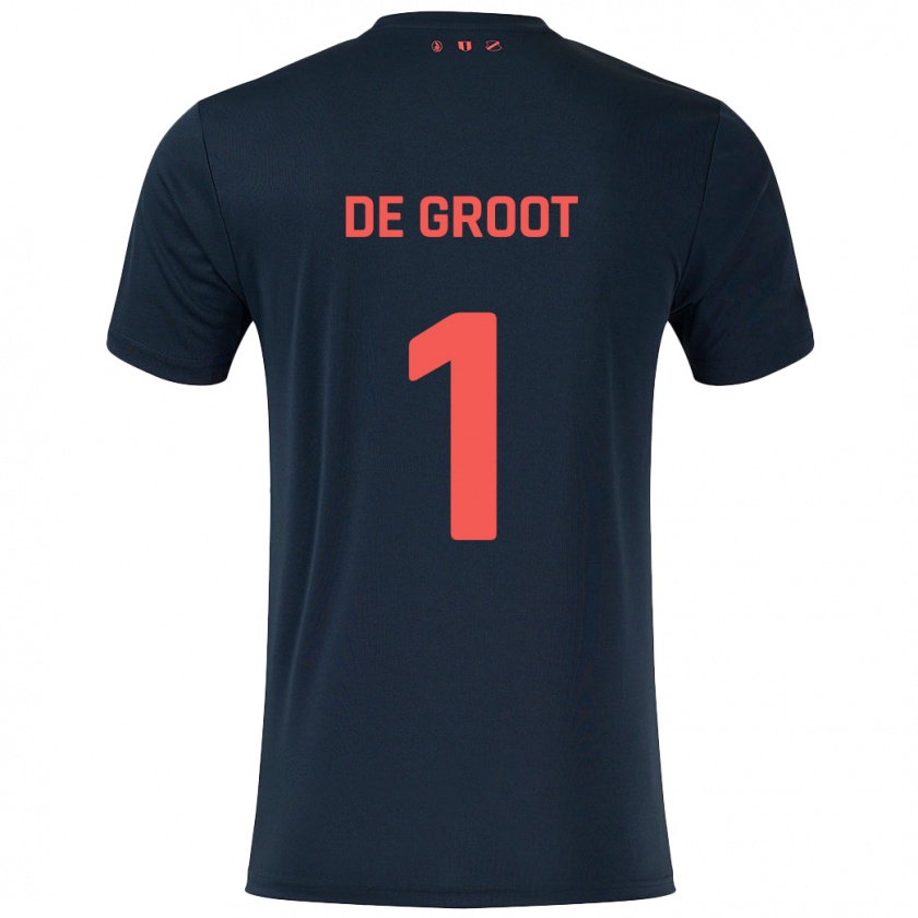 Kandiny Bambino Maglia Jasmijn De Groot #1 Nero Rosso Kit Gara Away 2024/25 Maglietta