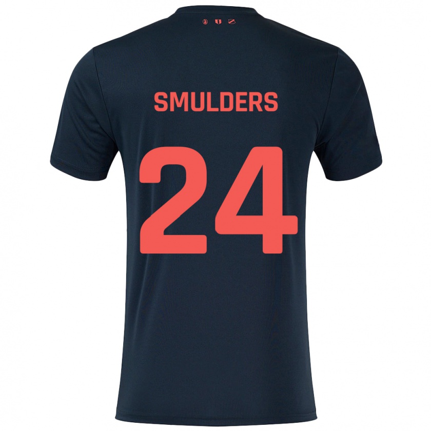 Kandiny Bambino Maglia Anniek Smulders #24 Nero Rosso Kit Gara Away 2024/25 Maglietta