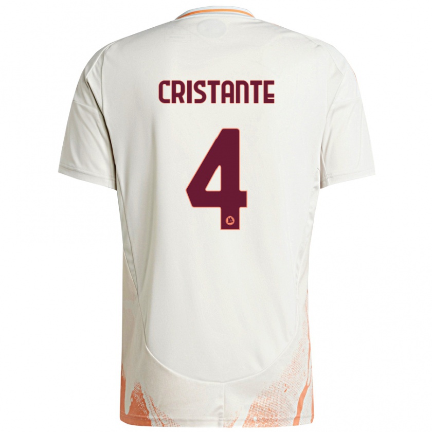 Kandiny Kinderen Bryan Cristante #4 Crème Wit Oranje Uitshirt Uittenue 2024/25 T-Shirt