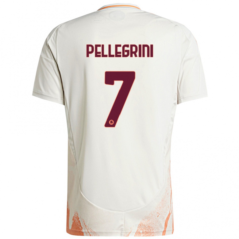 Kandiny Kinderen Lorenzo Pellegrini #7 Crème Wit Oranje Uitshirt Uittenue 2024/25 T-Shirt