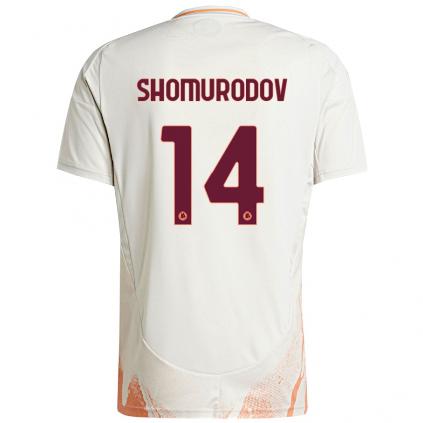 Kandiny Bambino Maglia Eldor Shomurodov #14 Crema Bianco Arancione Kit Gara Away 2024/25 Maglietta