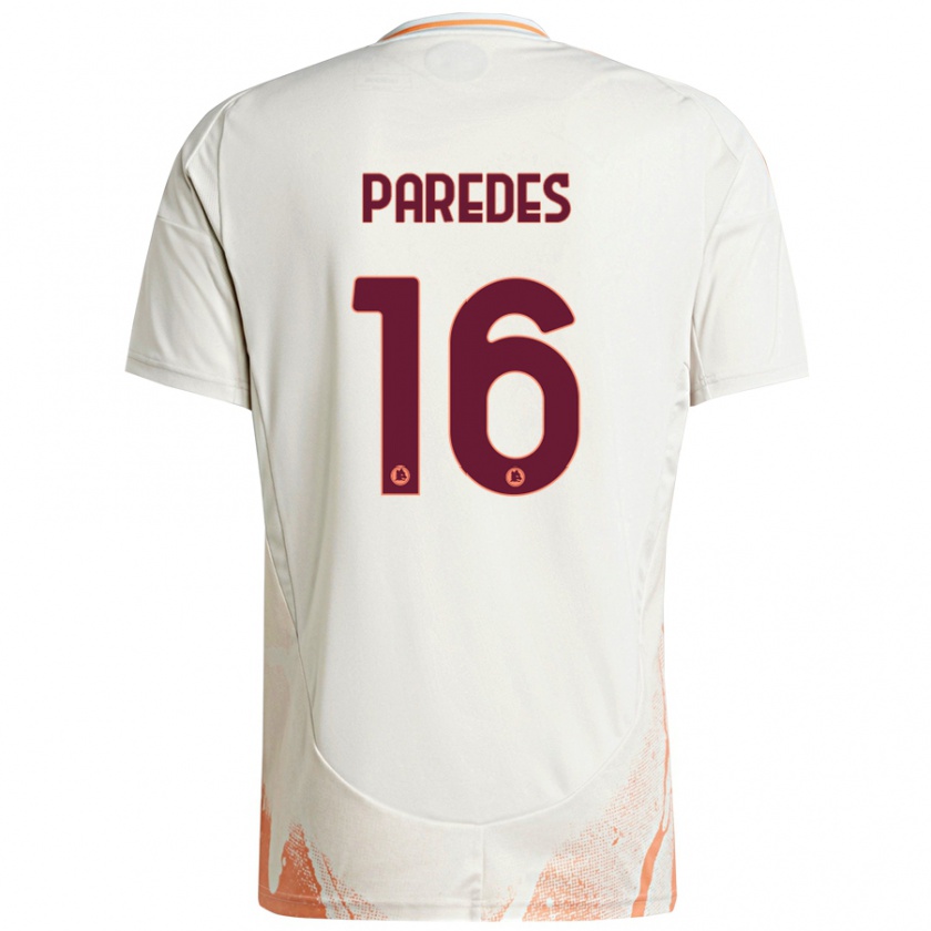 Kandiny Kinder Leandro Paredes #16 Cremeweiß Orange Auswärtstrikot Trikot 2024/25 T-Shirt Österreich