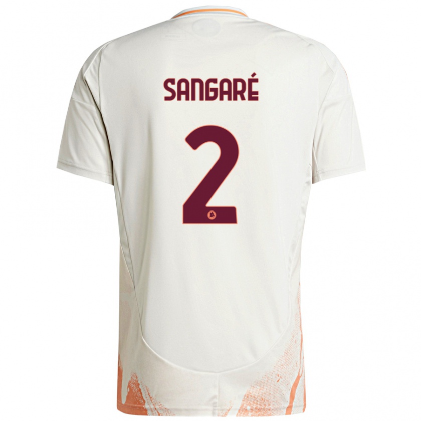 Kandiny Bambino Maglia Buba Sangaré #2 Crema Bianco Arancione Kit Gara Away 2024/25 Maglietta