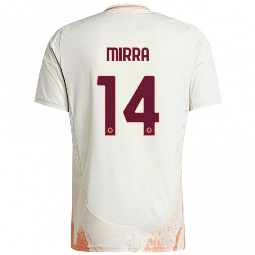 Kandiny Bambino Maglia Jacopo Mirra #14 Crema Bianco Arancione Kit Gara Away 2024/25 Maglietta