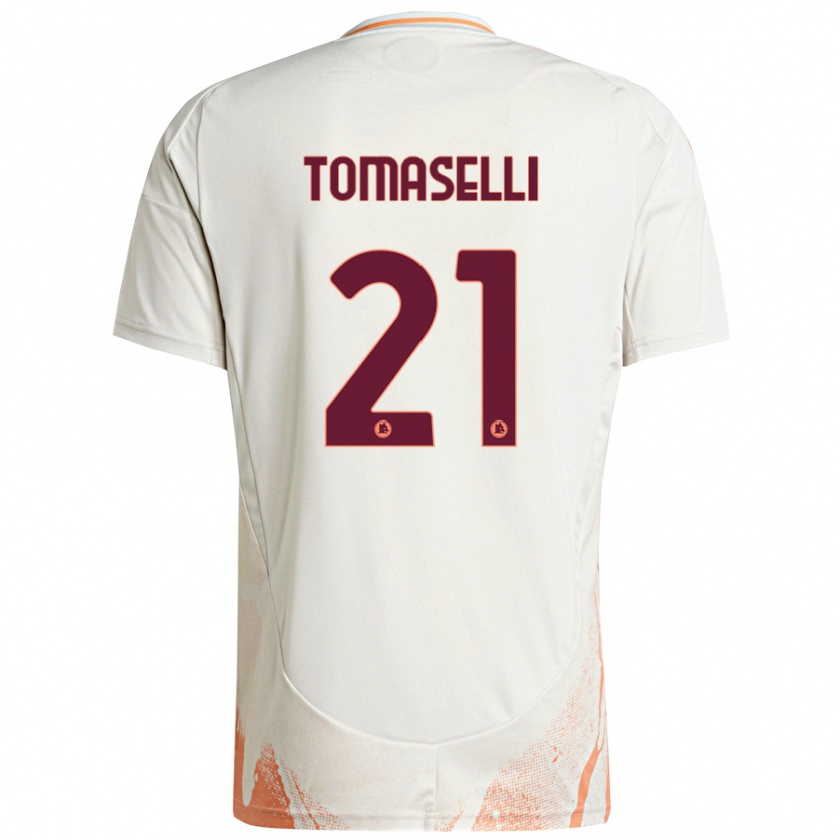 Kandiny Niño Camiseta Martina Tomaselli #21 Crema Blanco Naranja 2ª Equipación 2024/25 La Camisa