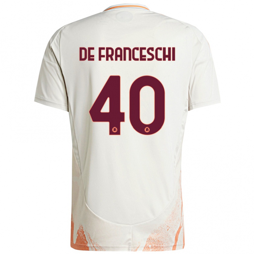 Kandiny Bambino Maglia Leonardo De Franceschi #40 Crema Bianco Arancione Kit Gara Away 2024/25 Maglietta