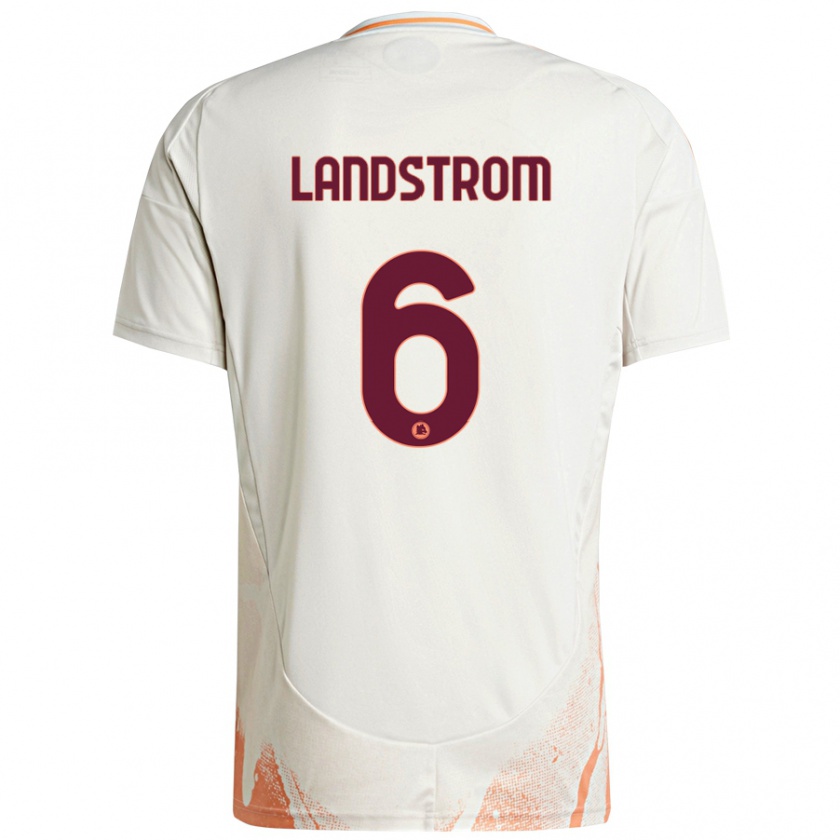 Kandiny Kinder Elin Landstrom #6 Cremeweiß Orange Auswärtstrikot Trikot 2024/25 T-Shirt Österreich