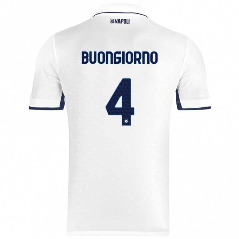 Kandiny Kinderen Alessandro Buongiorno #4 Wit Koningsblauw Uitshirt Uittenue 2024/25 T-Shirt