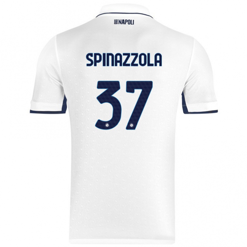 Kandiny Kinderen Leonardo Spinazzola #37 Wit Koningsblauw Uitshirt Uittenue 2024/25 T-Shirt