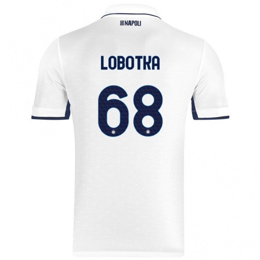 Kandiny Kinderen Stanislav Lobotka #68 Wit Koningsblauw Uitshirt Uittenue 2024/25 T-Shirt België