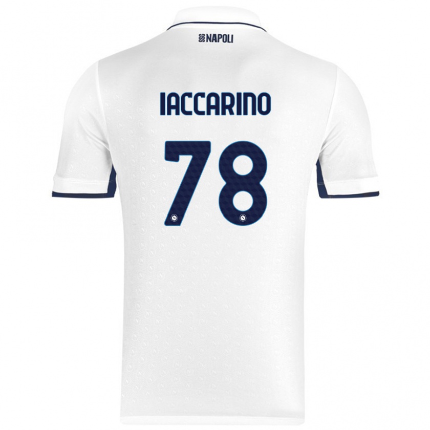 Kandiny Bambino Maglia Gennaro Iaccarino #78 Bianco Blu Reale Kit Gara Away 2024/25 Maglietta