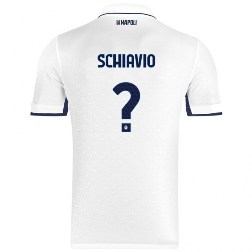 Kandiny Bambino Maglia Angelo Schiavio #0 Bianco Blu Reale Kit Gara Away 2024/25 Maglietta