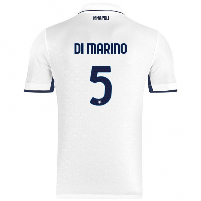 Kandiny Bambino Maglia Paola Di Marino #5 Bianco Blu Reale Kit Gara Away 2024/25 Maglietta