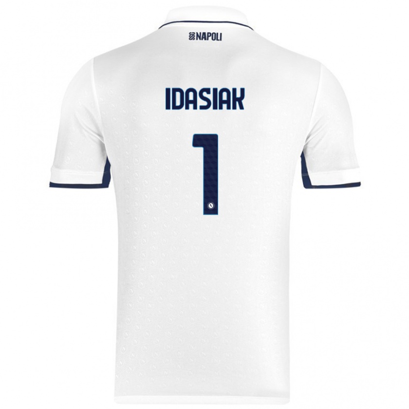 Kandiny Bambino Maglia Hubert Dawid Idasiak #1 Bianco Blu Reale Kit Gara Away 2024/25 Maglietta