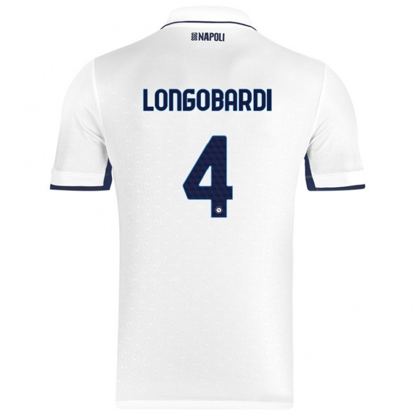 Kandiny Kinderen Salvatore Longobardi #4 Wit Koningsblauw Uitshirt Uittenue 2024/25 T-Shirt