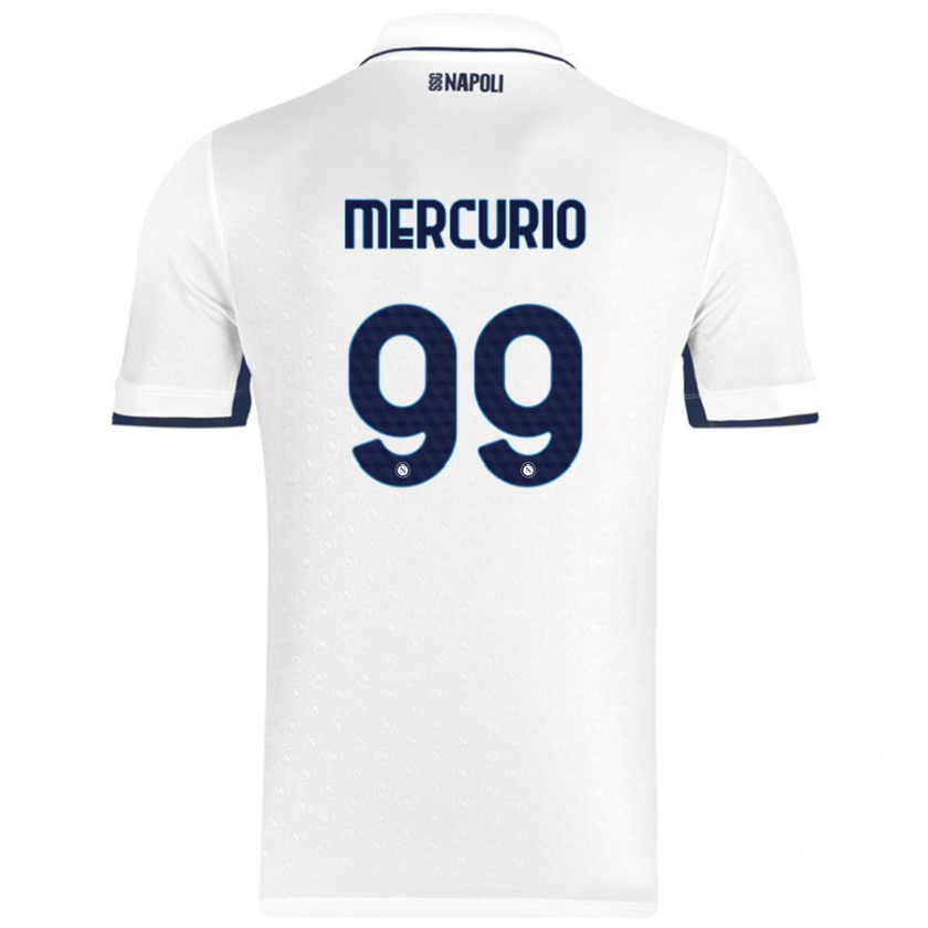 Kandiny Niño Camiseta Giovanni Mercurio #99 Blanco Azul Real 2ª Equipación 2024/25 La Camisa