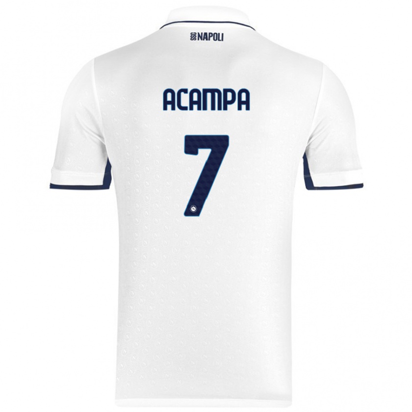 Kandiny Bambino Maglia Davide Acampa #7 Bianco Blu Reale Kit Gara Away 2024/25 Maglietta