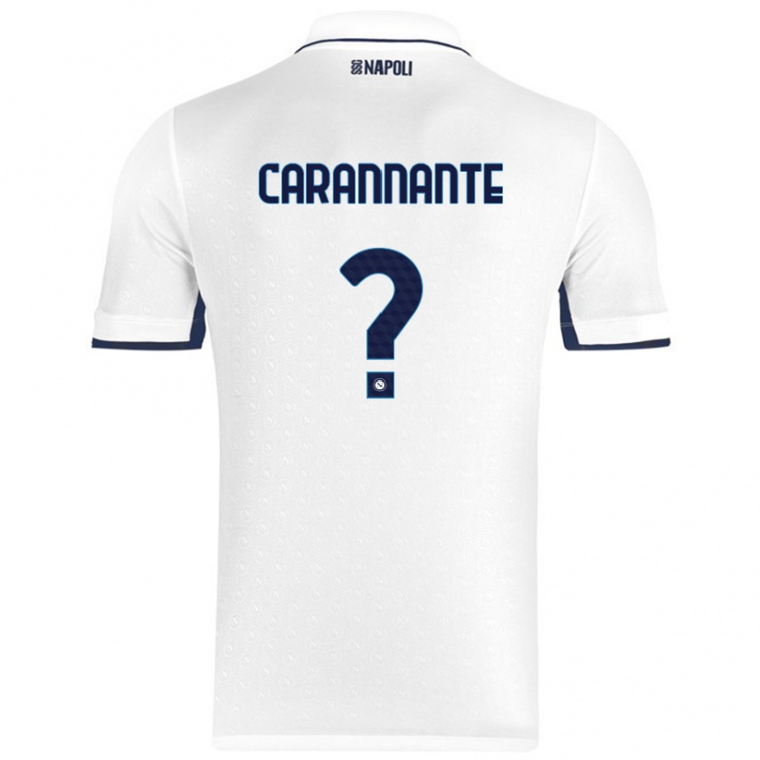 Kandiny Bambino Maglia Lorenzo Carannante #0 Bianco Blu Reale Kit Gara Away 2024/25 Maglietta