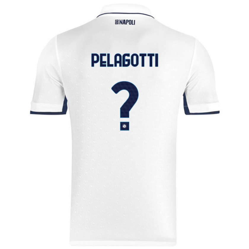 Kandiny Bambino Maglia Ludovico Benjamin Pelagotti #0 Bianco Blu Reale Kit Gara Away 2024/25 Maglietta