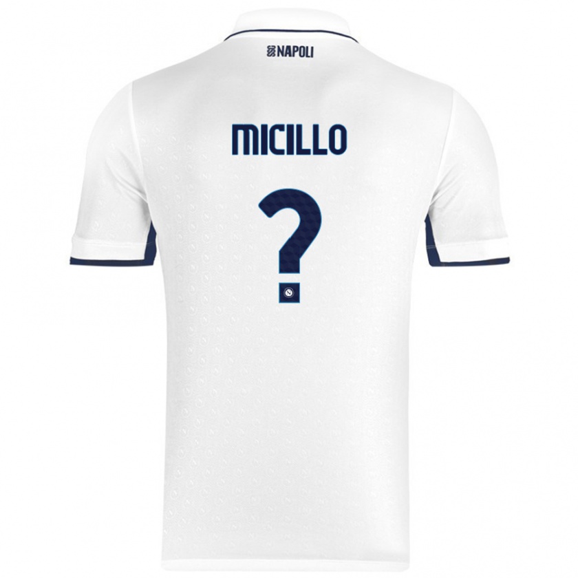 Kandiny Bambino Maglia Salvatore Micillo #0 Bianco Blu Reale Kit Gara Away 2024/25 Maglietta