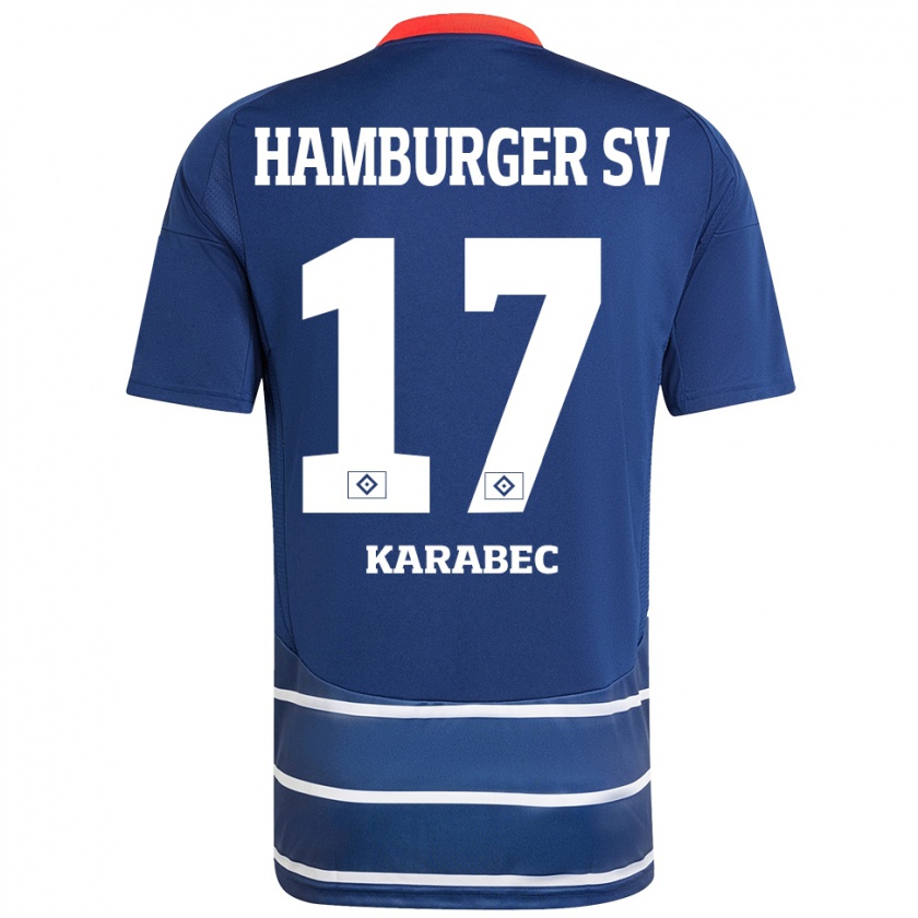 Kandiny Kinderen Adam Karabec #17 Donkerblauw Uitshirt Uittenue 2024/25 T-Shirt België