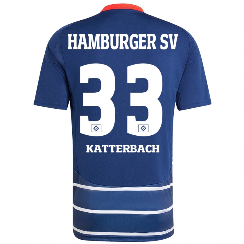 Kandiny Kinderen Noah Katterbach #33 Donkerblauw Uitshirt Uittenue 2024/25 T-Shirt