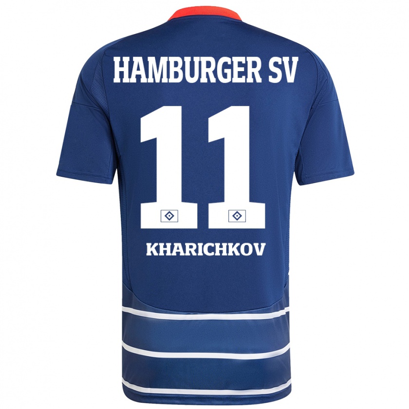 Kandiny Bambino Maglia Valentyn Kharichkov #11 Blu Scuro Kit Gara Away 2024/25 Maglietta