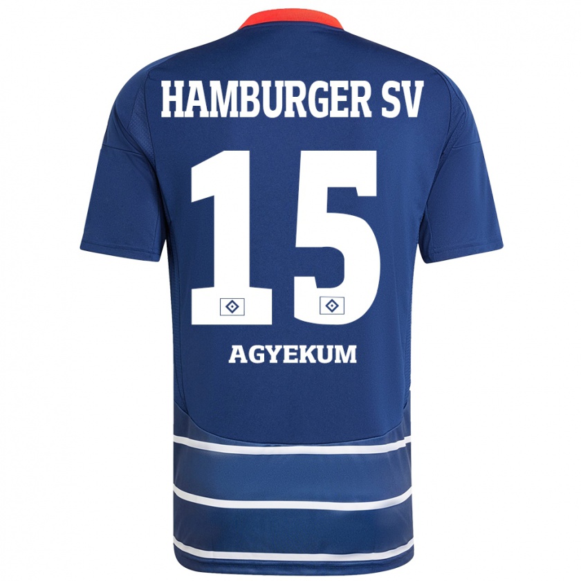 Kandiny Kinderen Joel Agyekum #15 Donkerblauw Uitshirt Uittenue 2024/25 T-Shirt