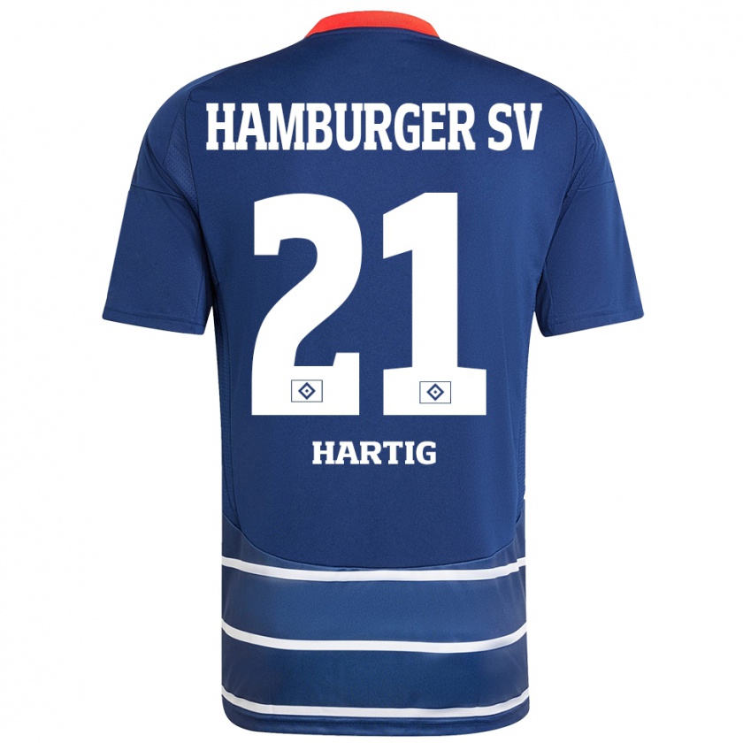 Kandiny Kinderen Jonas-Finn Hartig #21 Donkerblauw Uitshirt Uittenue 2024/25 T-Shirt