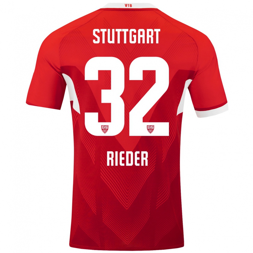 Kandiny Kinderen Fabian Rieder #32 Rood Wit Uitshirt Uittenue 2024/25 T-Shirt