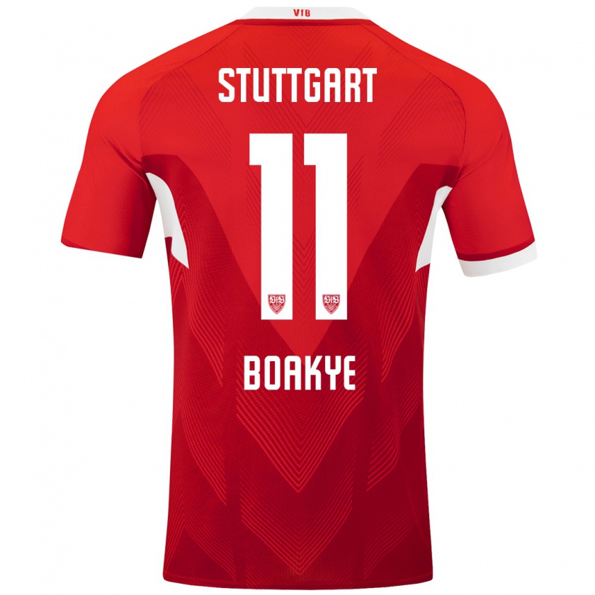 Kandiny Kinderen Benjamin Boakye #11 Rood Wit Uitshirt Uittenue 2024/25 T-Shirt