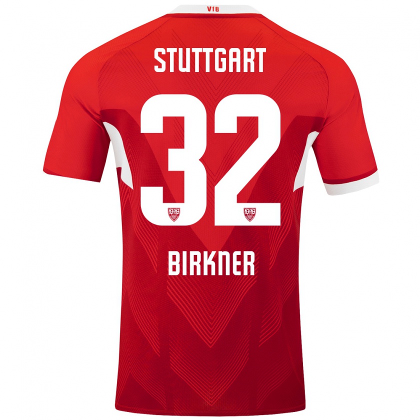 Kandiny Bambino Maglia Hanna Birkner #32 Rosso Bianco Kit Gara Away 2024/25 Maglietta