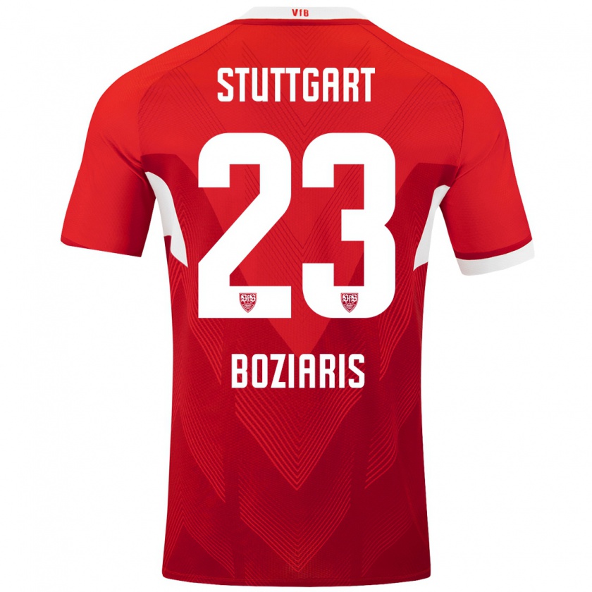 Kandiny Kinderen Giannis Boziaris #23 Rood Wit Uitshirt Uittenue 2024/25 T-Shirt België