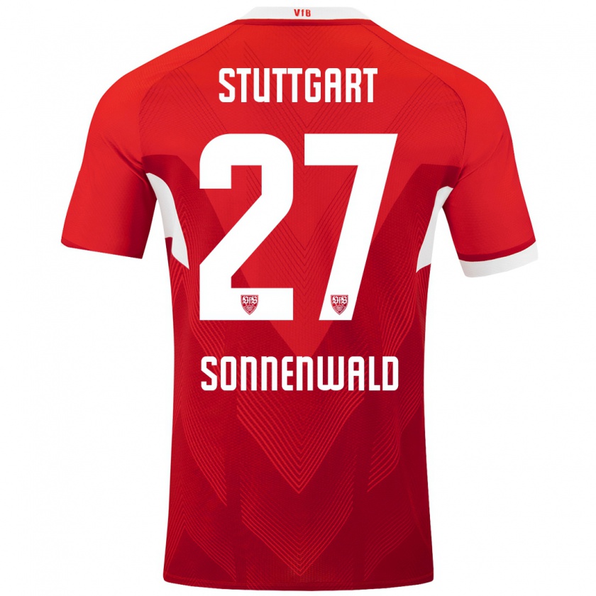 Kandiny Kinderen Lukas Sonnenwald #27 Rood Wit Uitshirt Uittenue 2024/25 T-Shirt